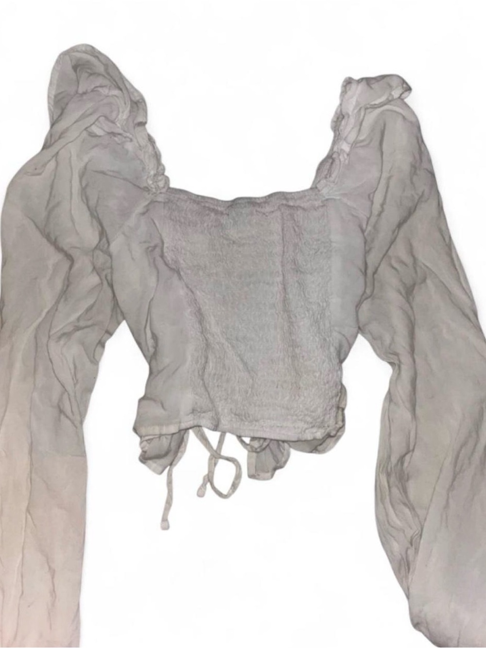 White Ruffled Drawstring Blouse - Picture 2 of 2
